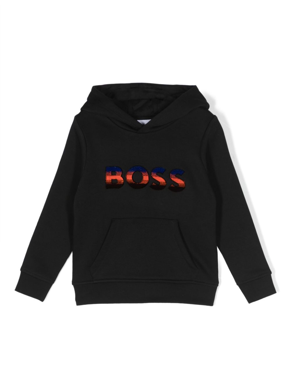 Logo-embossed cotton hoodie - Black