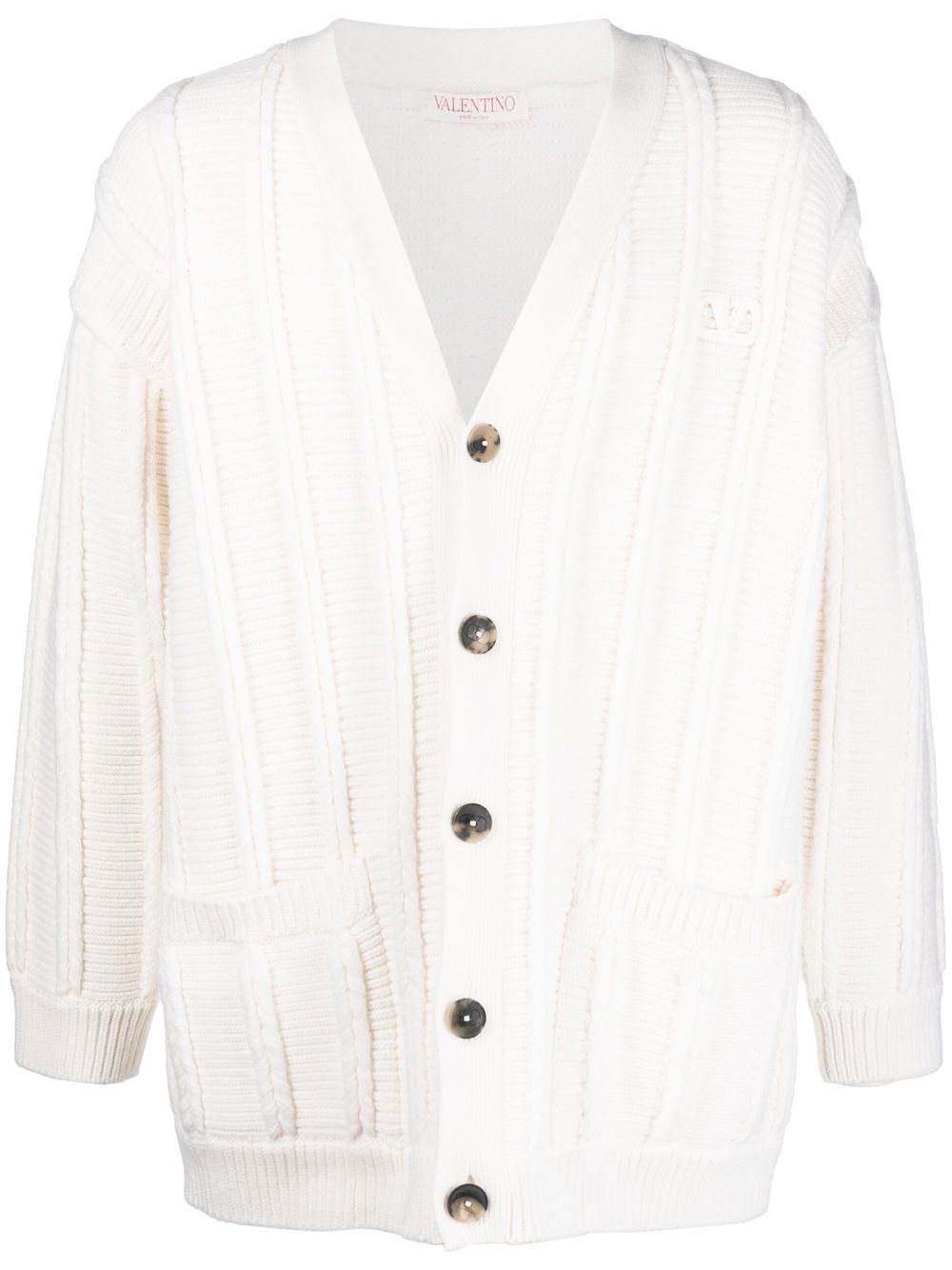 Ribbed-knit cardigan - Neutrals