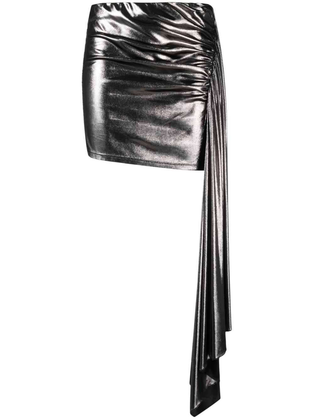 Draped lamé-effect miniskirt - Silver