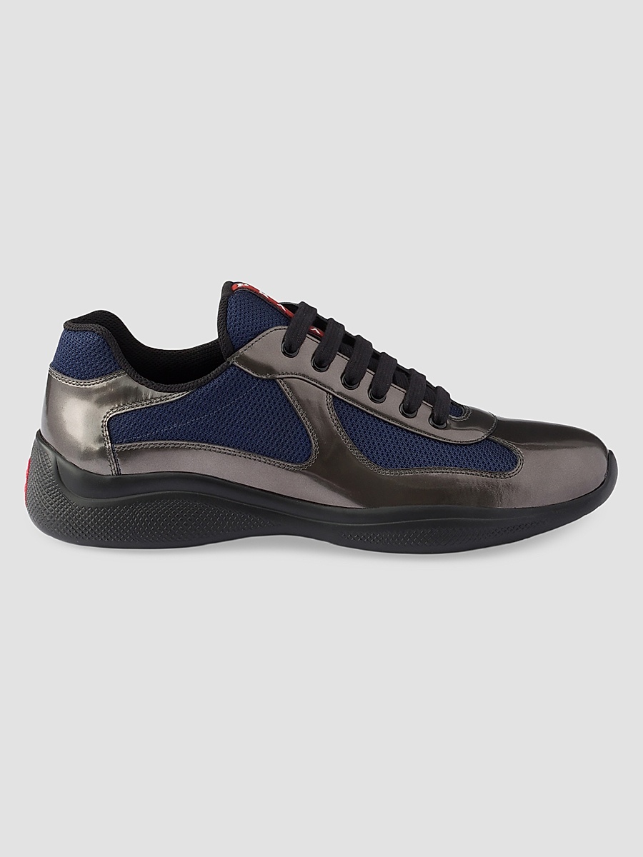 Men's America's Cup Metallic Leather and Bike Fabric Sneakers - Silver Blue