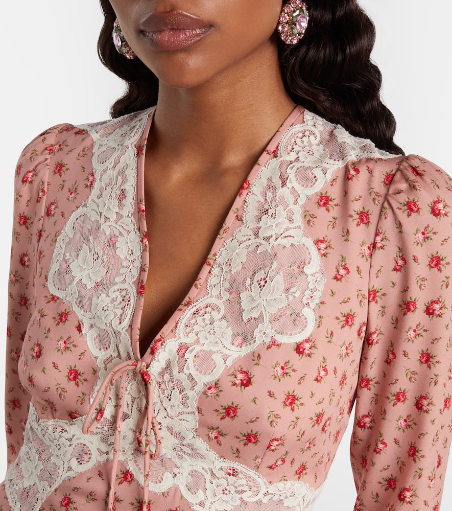 Floral silk-blend midi dress