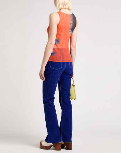 Woman Top Orange Size S Cotton, Nylon
