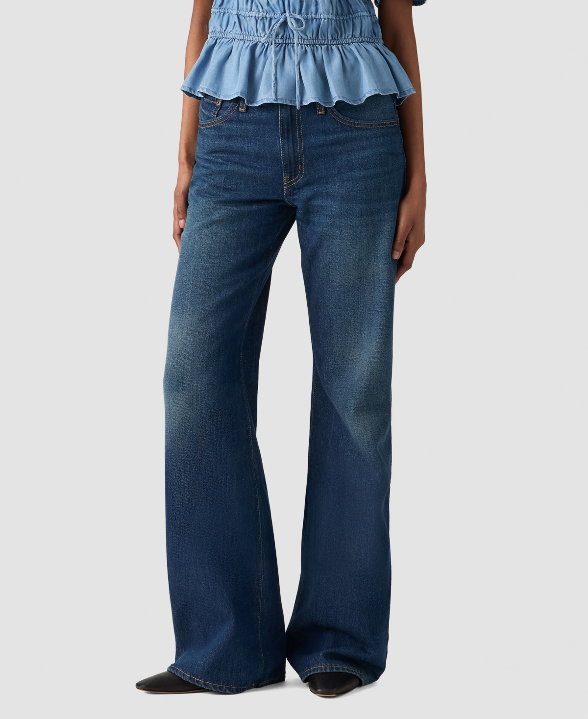 Juniors' Middy Loose Mid Rise Bootcut Jeans - Good Fortune