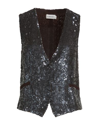 P. a.r. o.s. h. Woman Tailored Vest Dark brown Size L Viscose, PVC