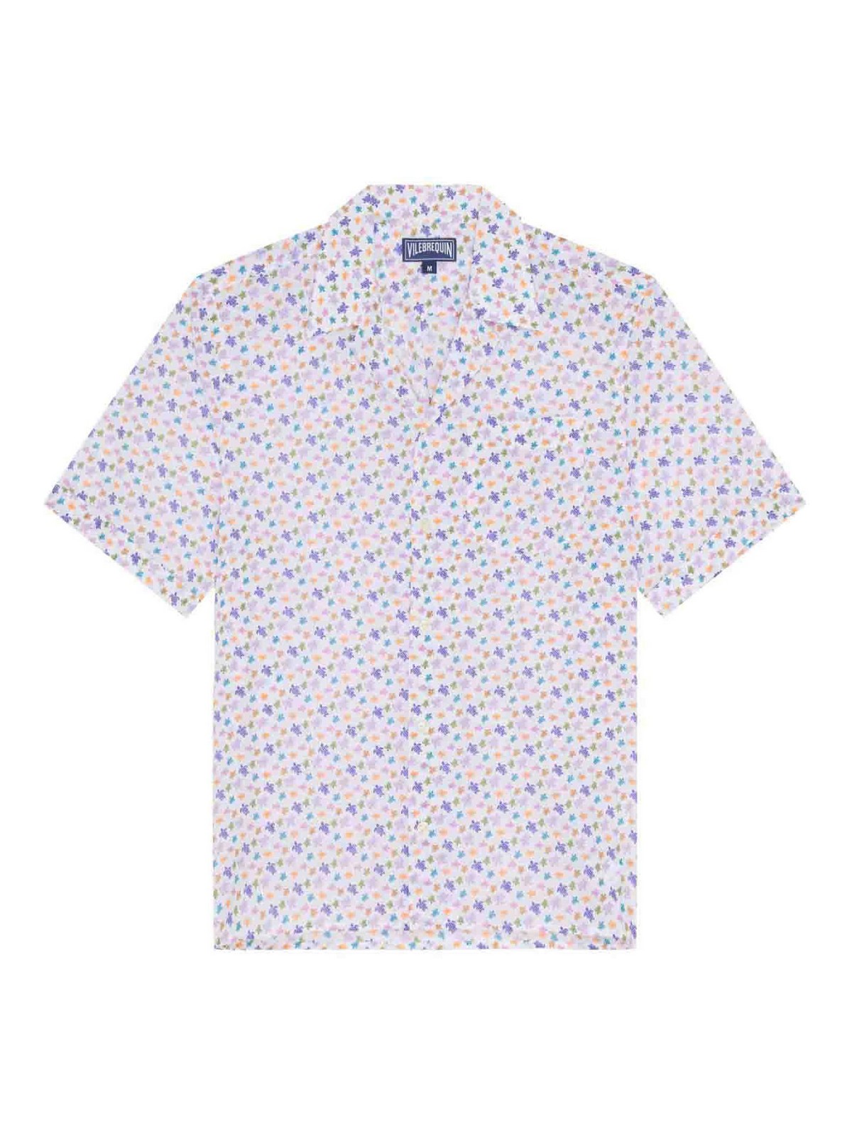 Men Organic Cotton Bowling Shirt Micro Ronde Des Tortues - Shirt - Charli - White