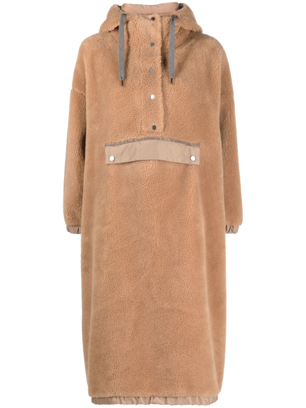 Faux-fur midi cape - Brown