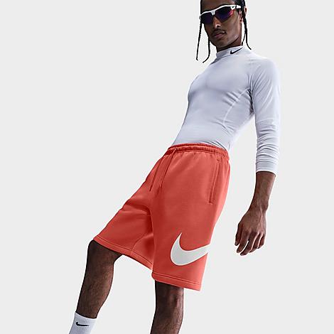 Men's Club Fleece Swoosh Graphic Shorts in Magic Ember/Magic Ember/White