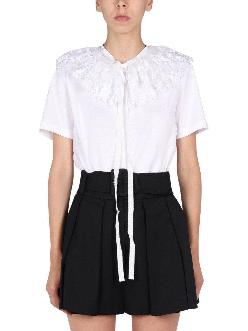 Detachable lace-collar T-shirt