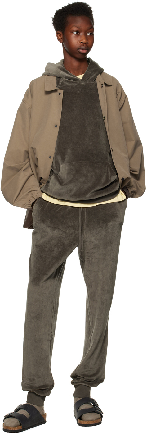 Gray drawstring jogger trousers
