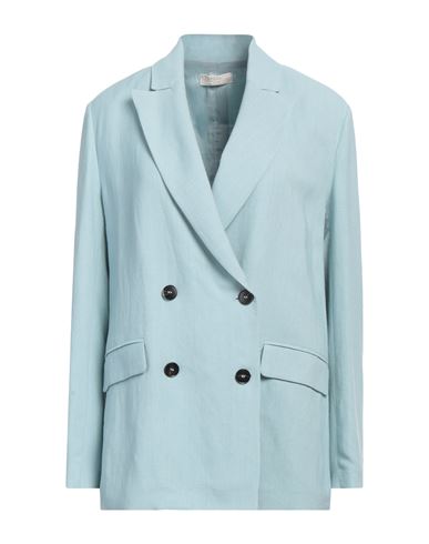 Woman Blazer Turquoise Size 6 Viscose, Linen