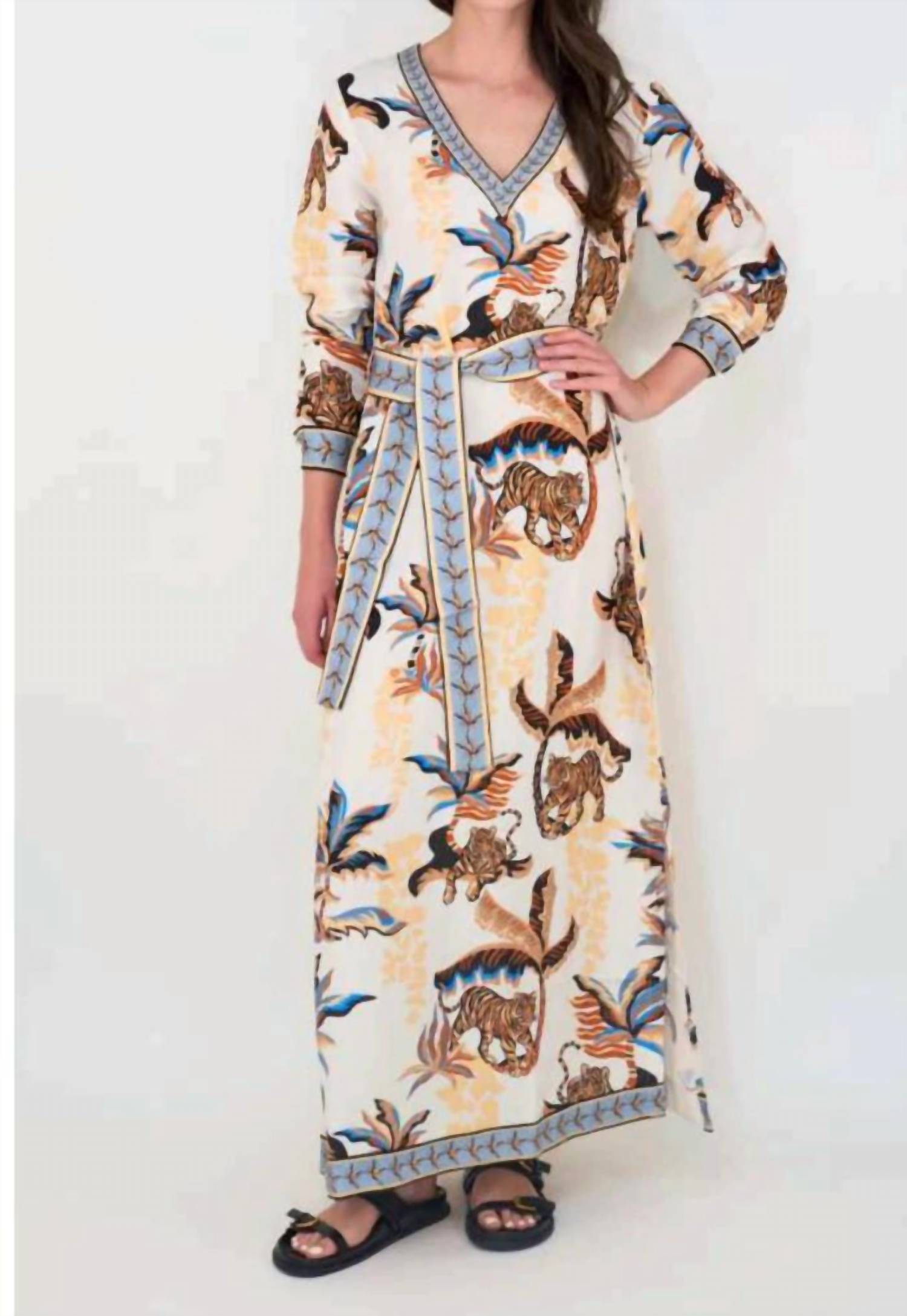Bali Tiger Long Dress In White