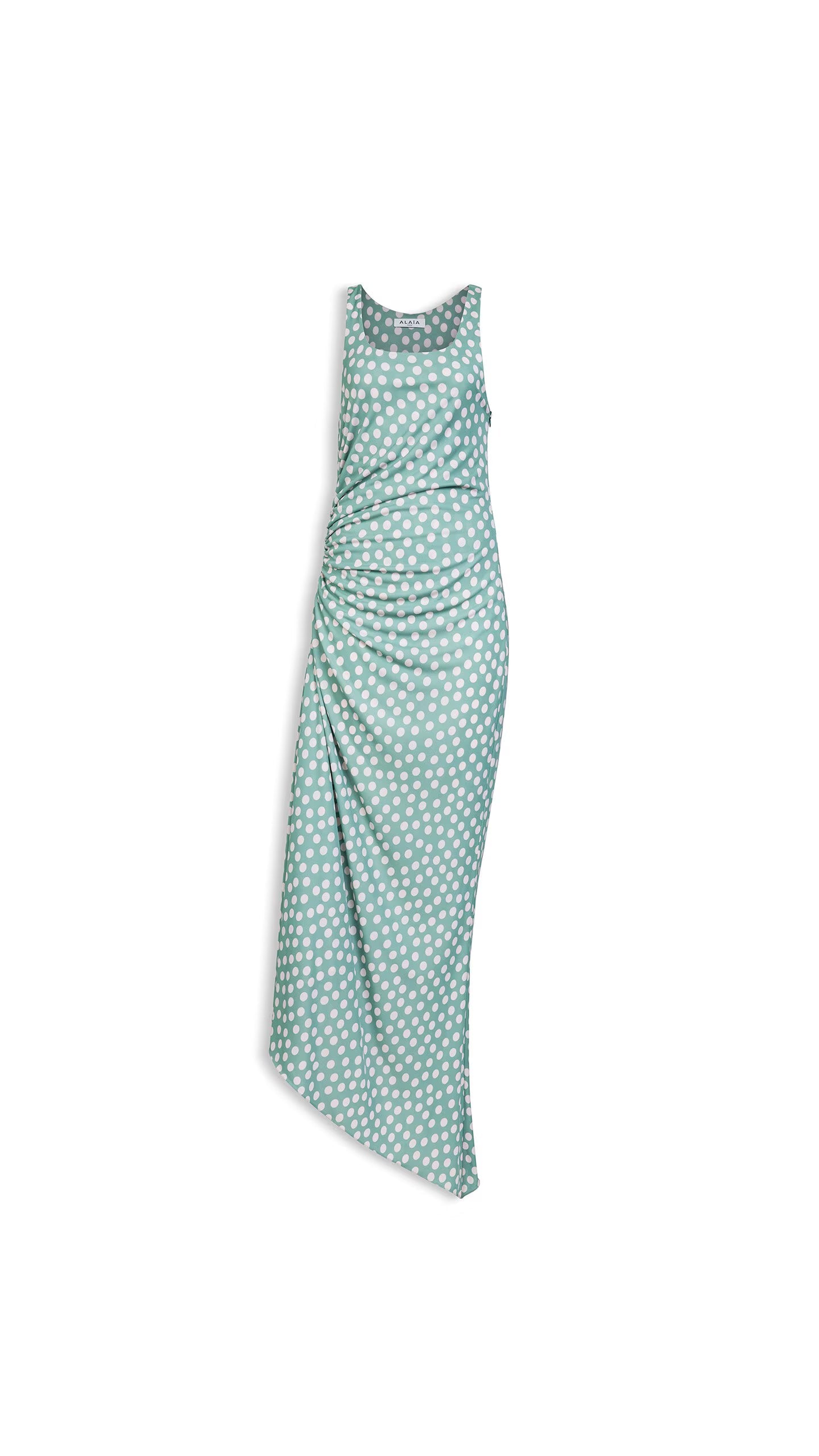 Polka-Dot Jersey Dress — Green