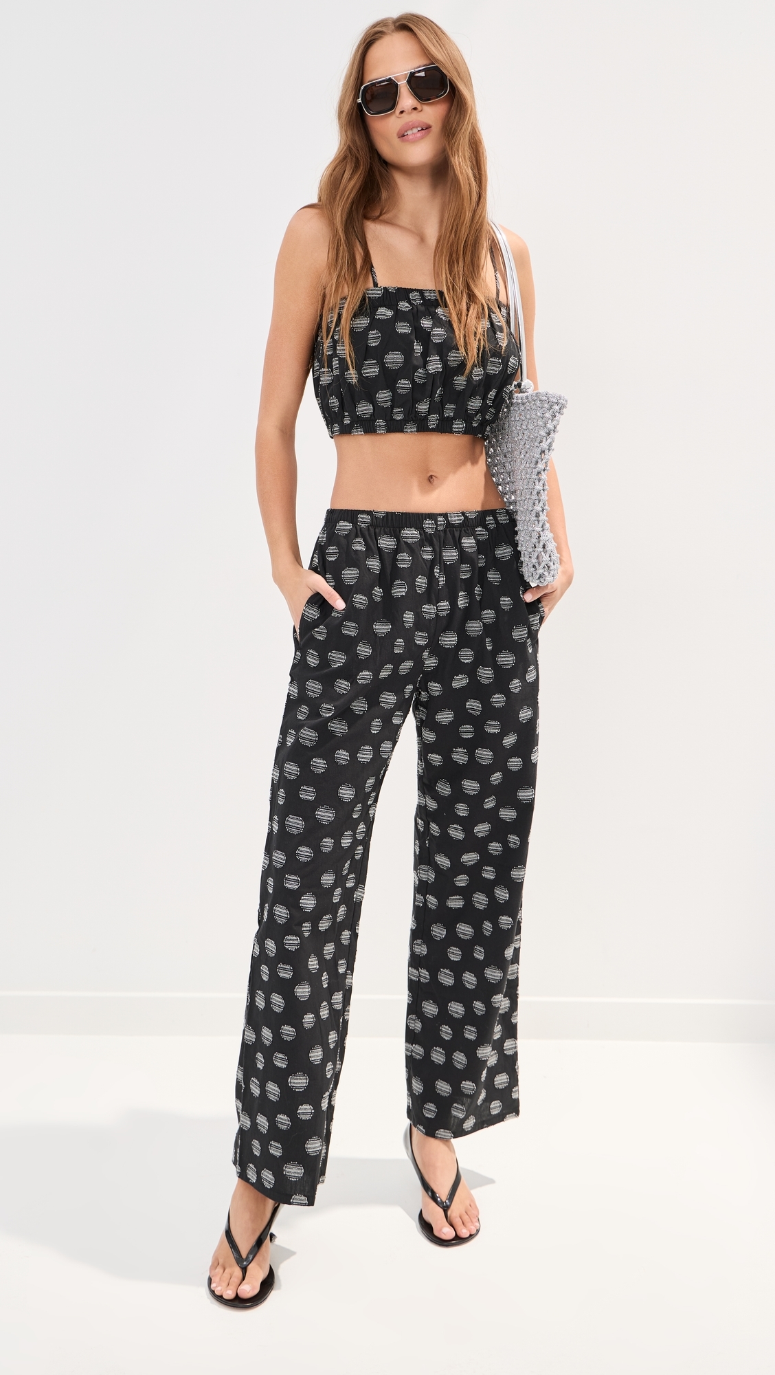 Camille Jacquard Dot Pants Black/White