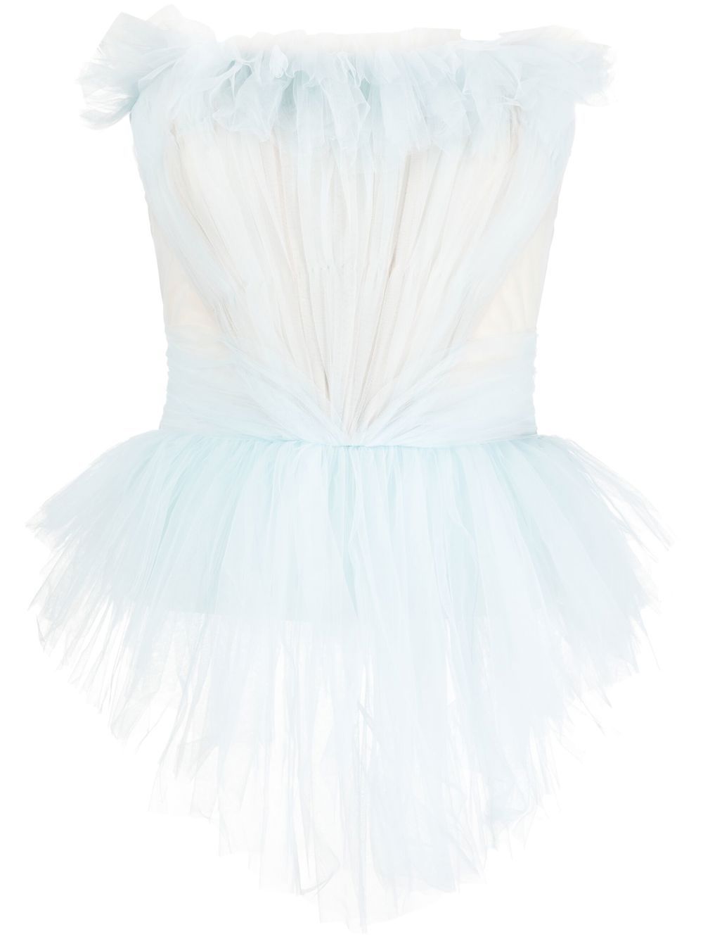Tulle-embellished corset top - Blue