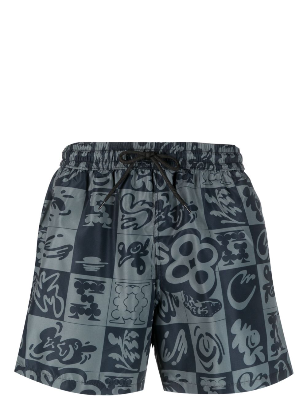Checkerboard-print swim shorts - Black