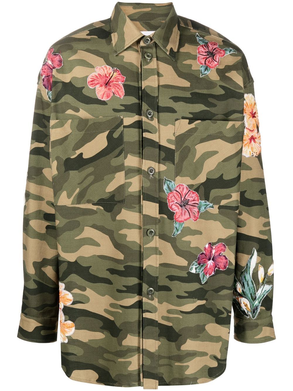 Floral camouflage-print shirt - Green