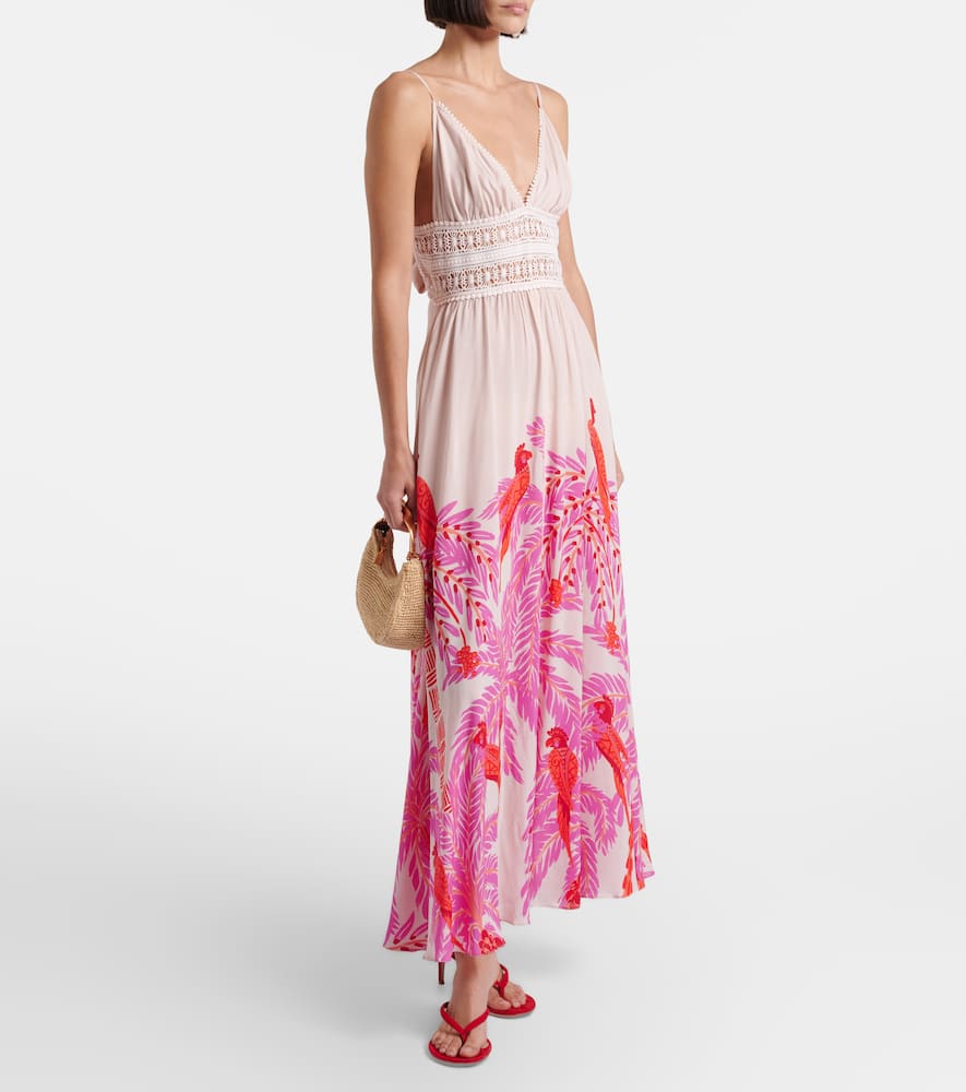 Havana crochet-trimmed floral maxi dress
