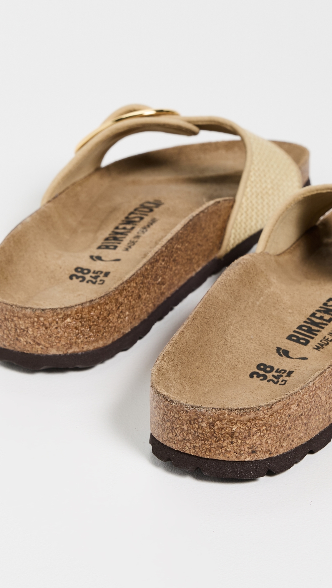 Madrid Big Buckle Raffia Sandals Natural