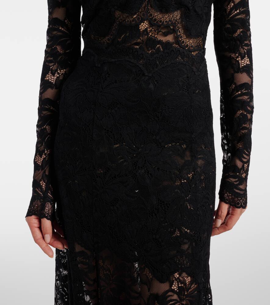 Floral lace midi skirt