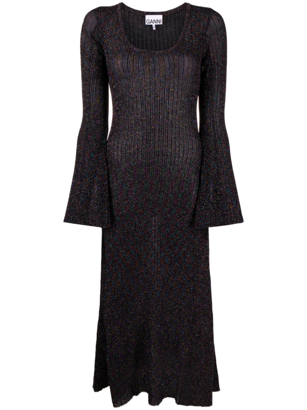 Metallic ribbed maxi dress - Black