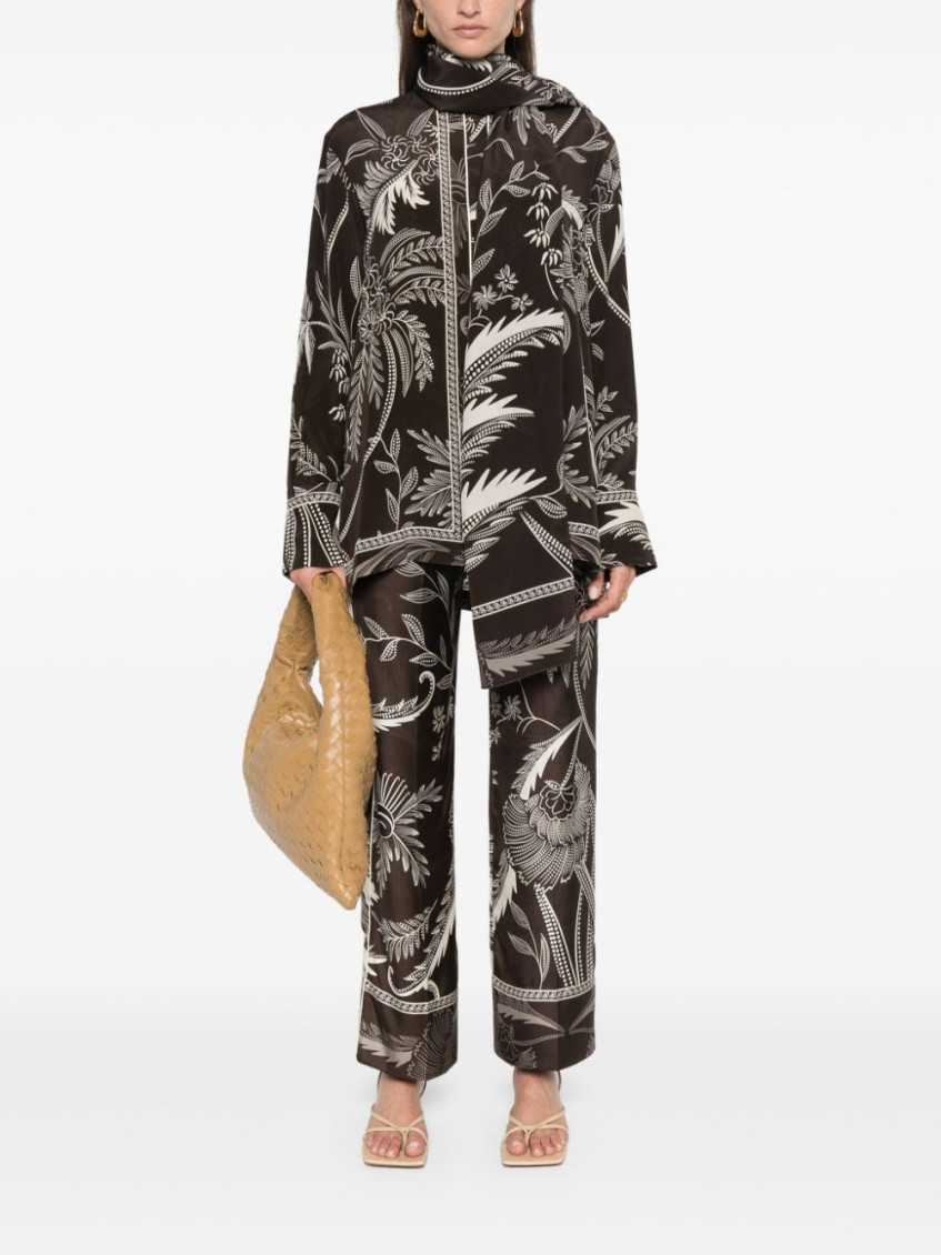 Dark Brown botanical-print shirt