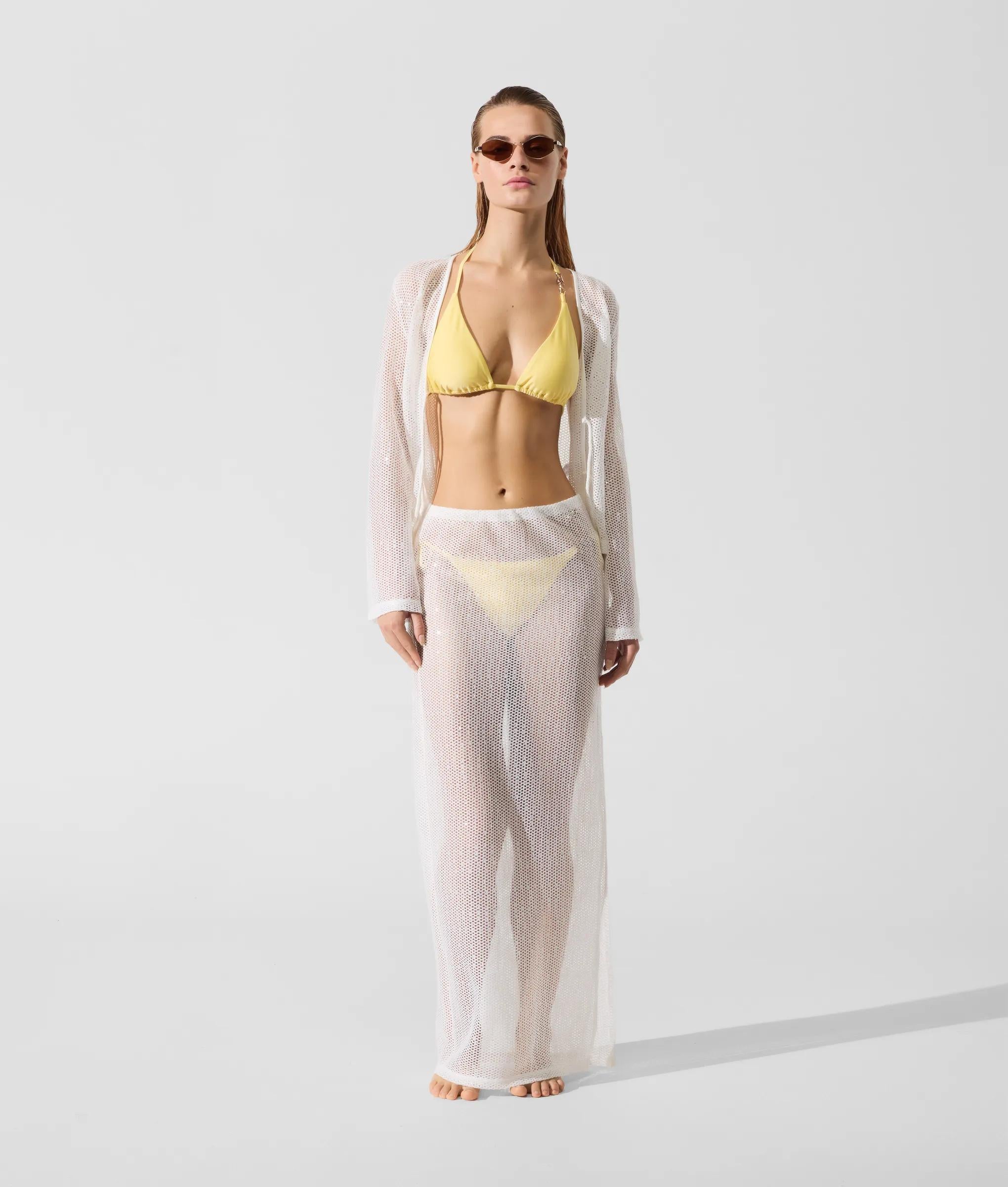 Karl Lagerfeld - Jupe De Plage En Crochet Signature, Femme, Crème Cannoli