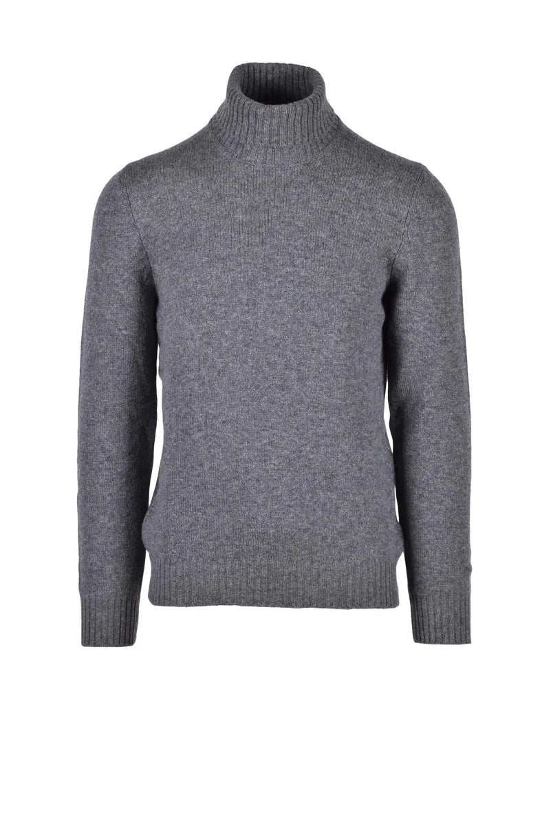 Grey High-Neck Virgin Wool Sweater
