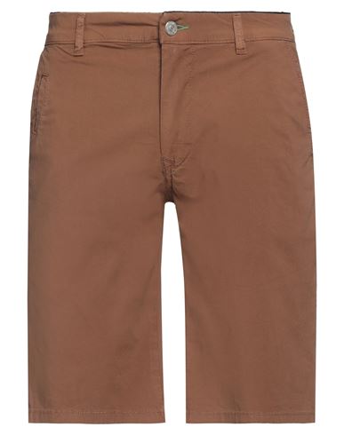 Man Shorts & Bermuda Shorts Brown Size 32 Cotton, Elastane