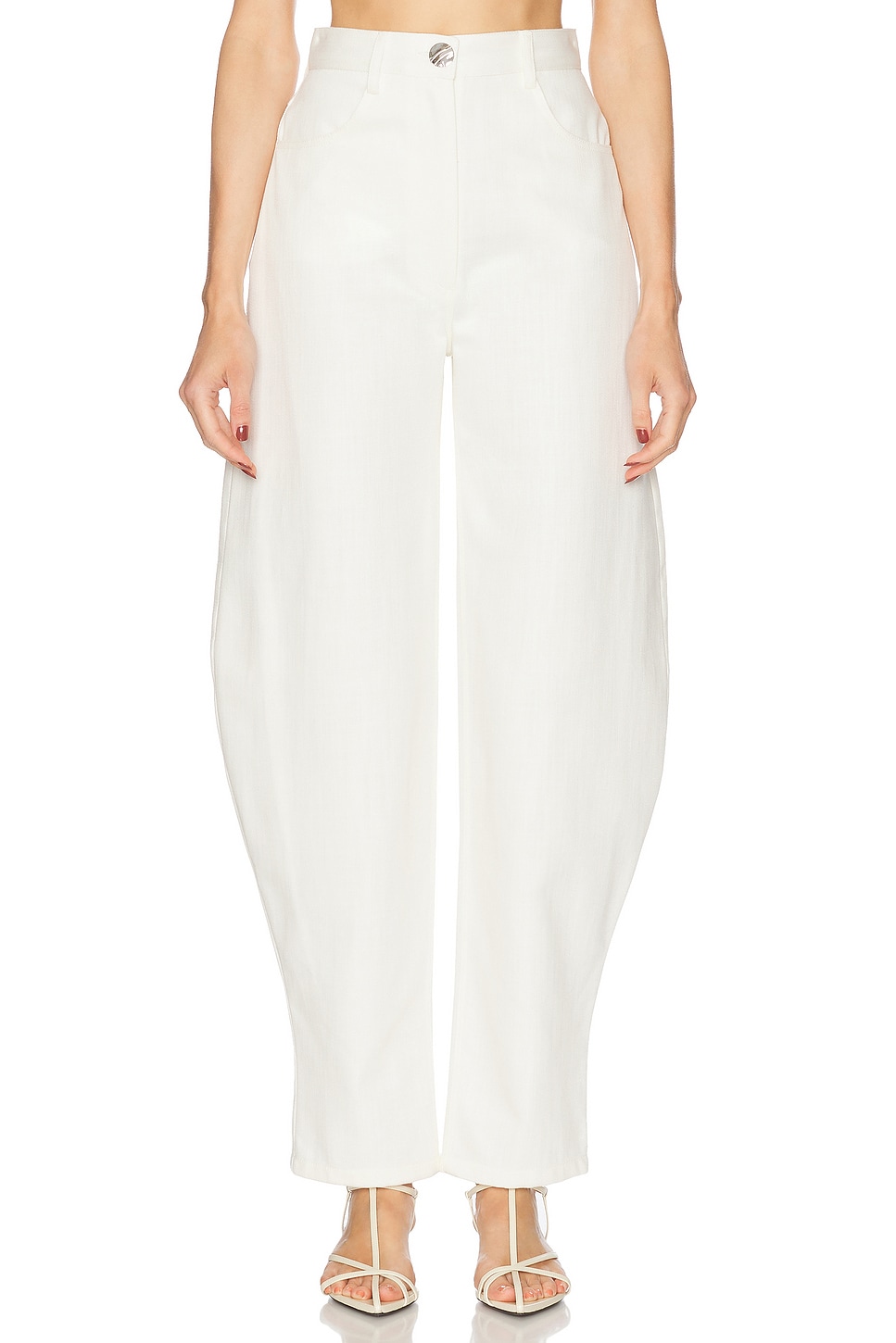MATTHEW BRUCH High-Waist Barrel Jeans in Ivory. -  4 also in