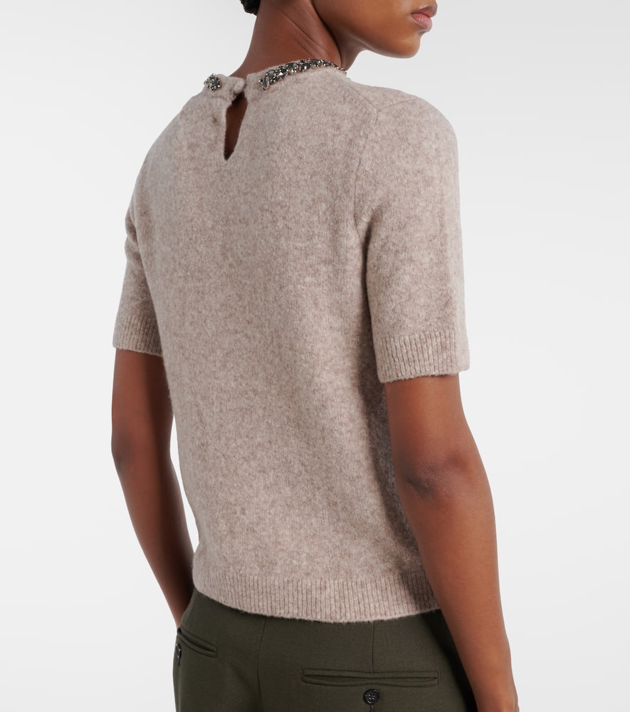 Briana embellished wool-blend top