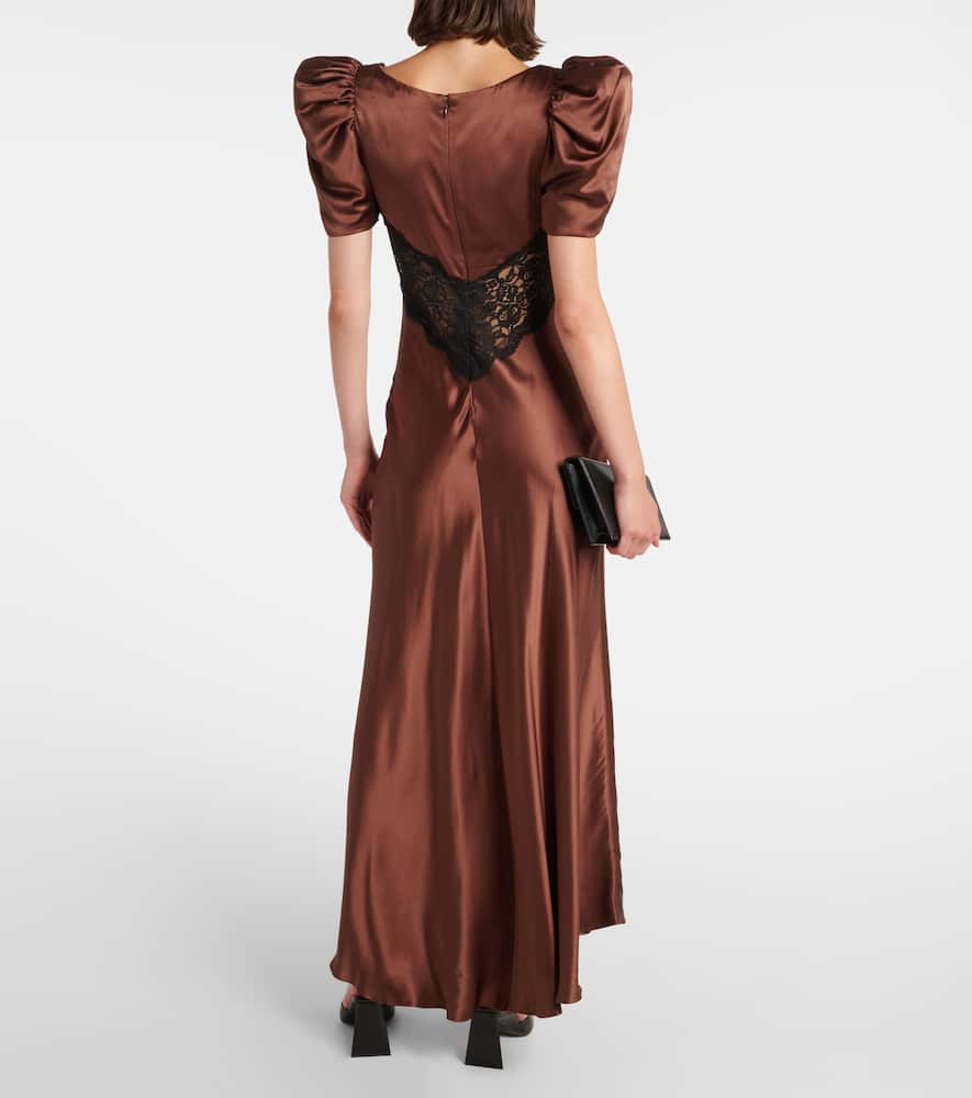 Rodarte Lace-trimmed silk charmeuse gown