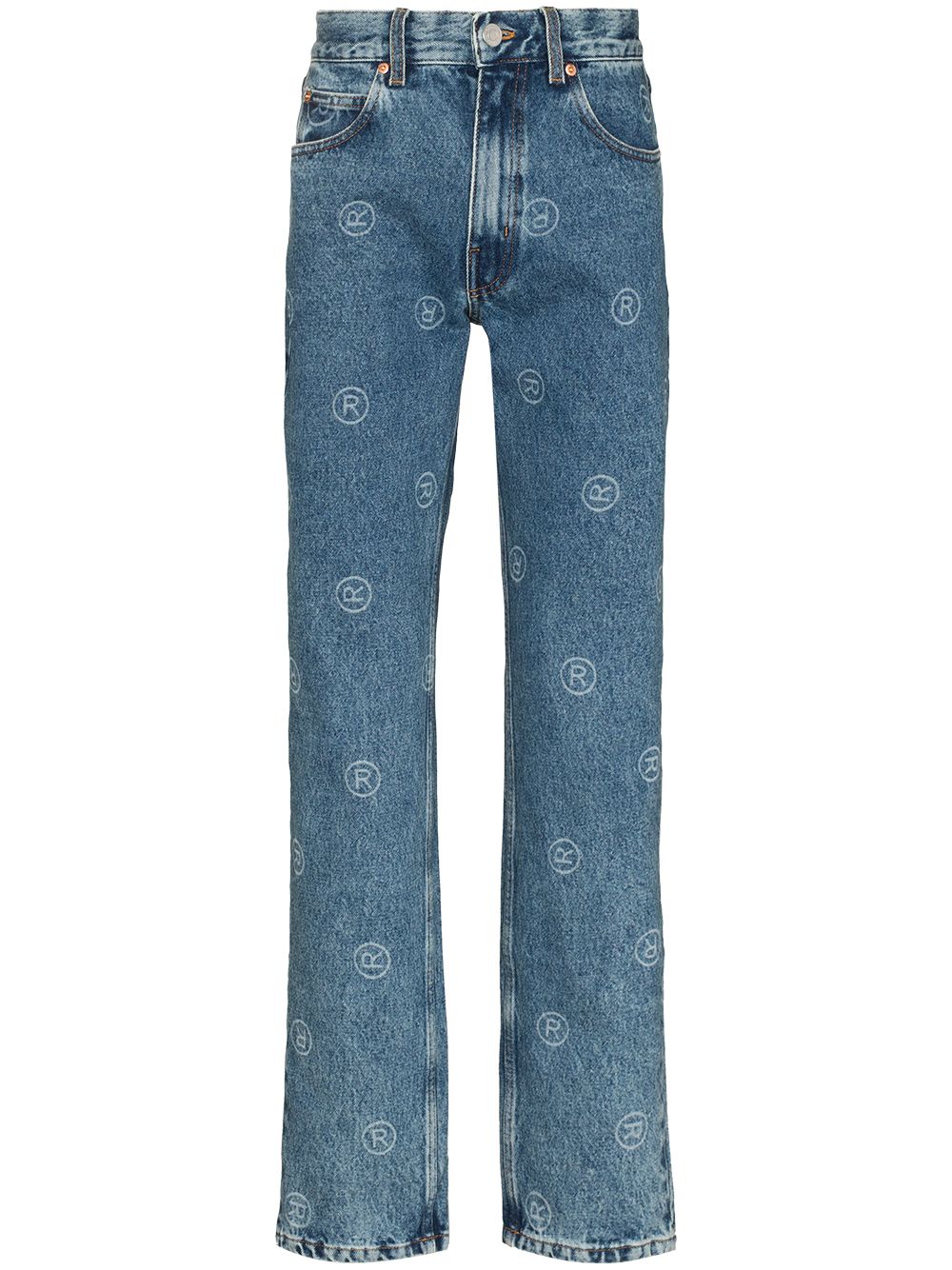 Logo-print straight-leg jeans - Blue
