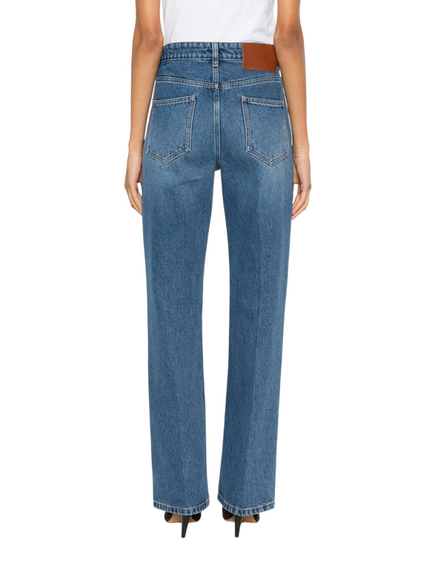 Blue Straight High Rise Jeans
