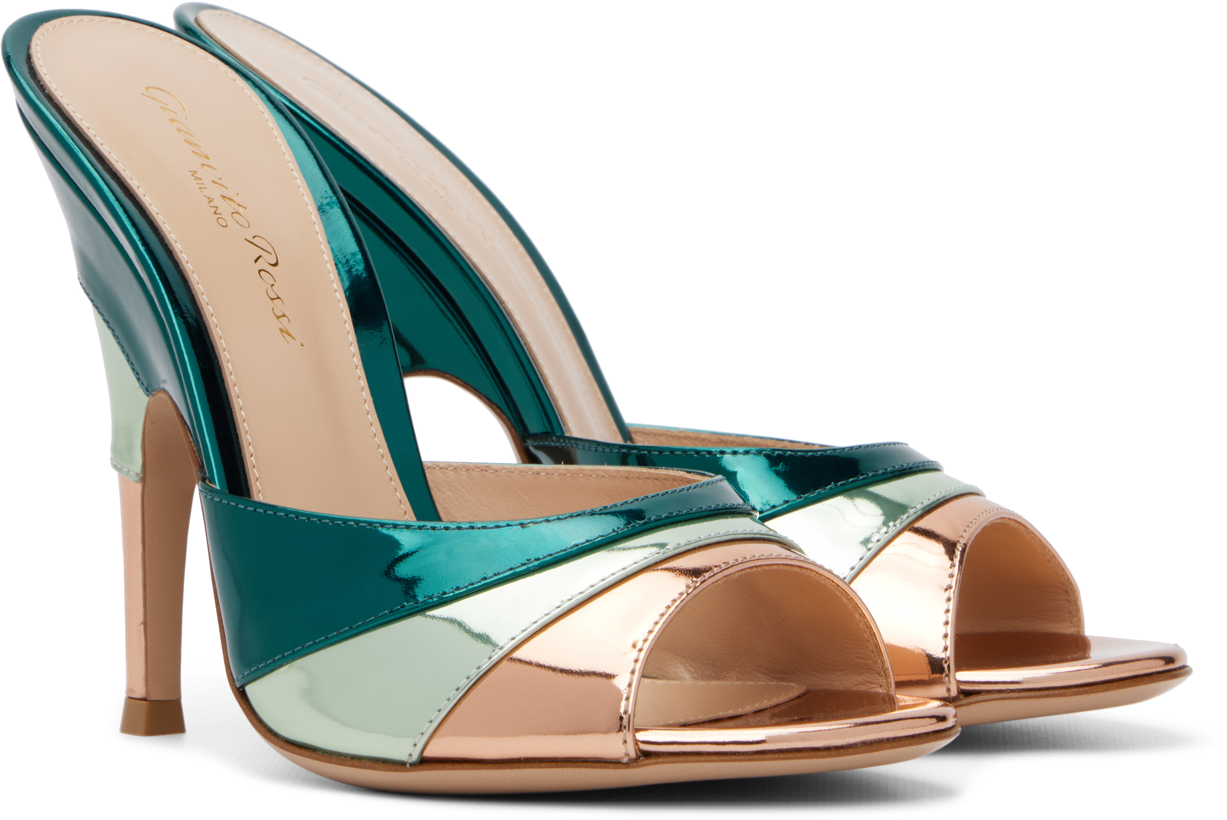 Blue & Gold Marea Heeled Sandals