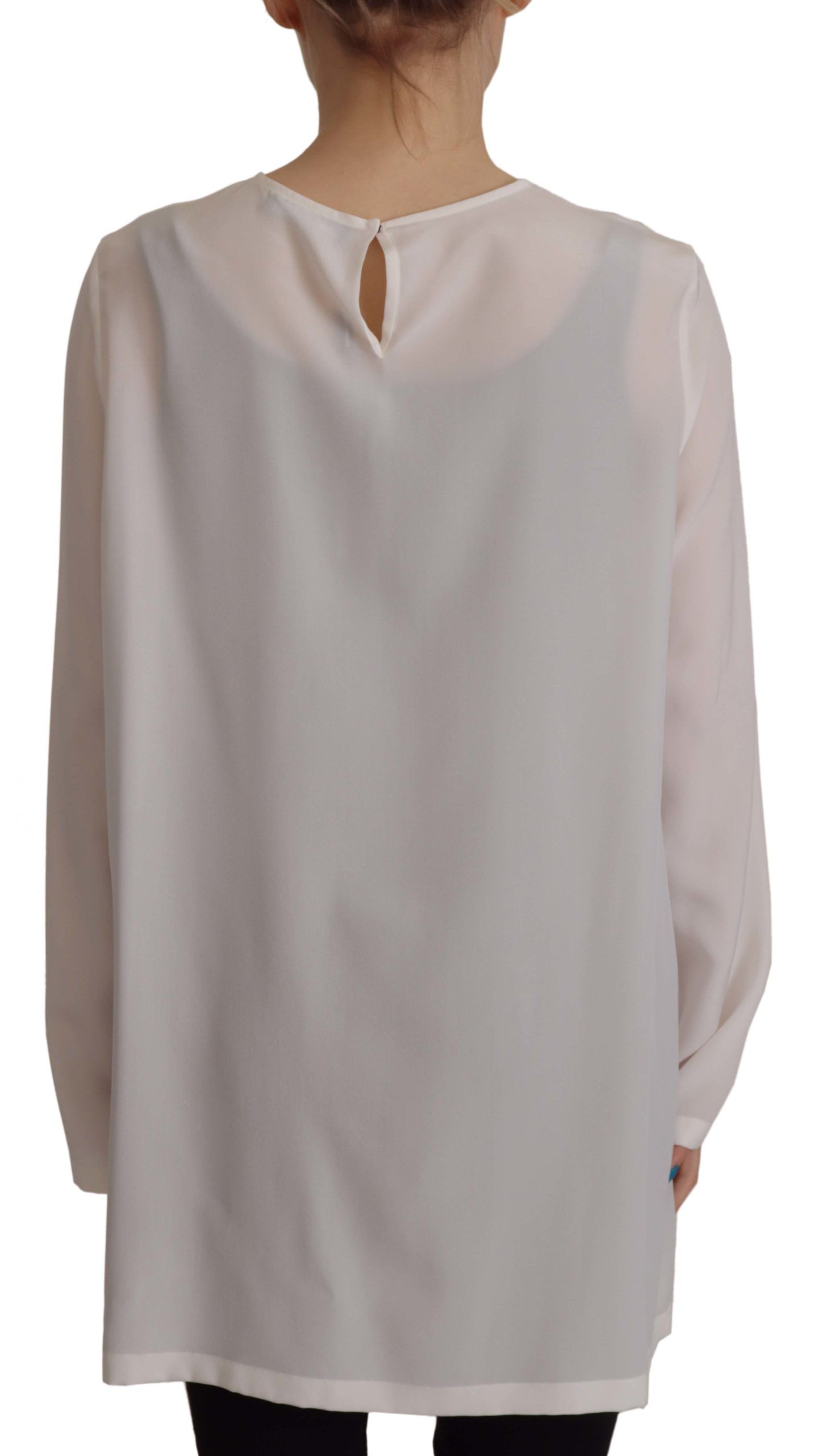 Logo-Embroidered Silk Blouse — White