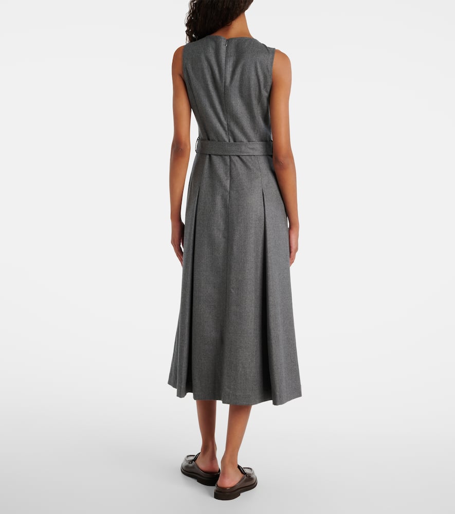 Belted virgin wool midi dress