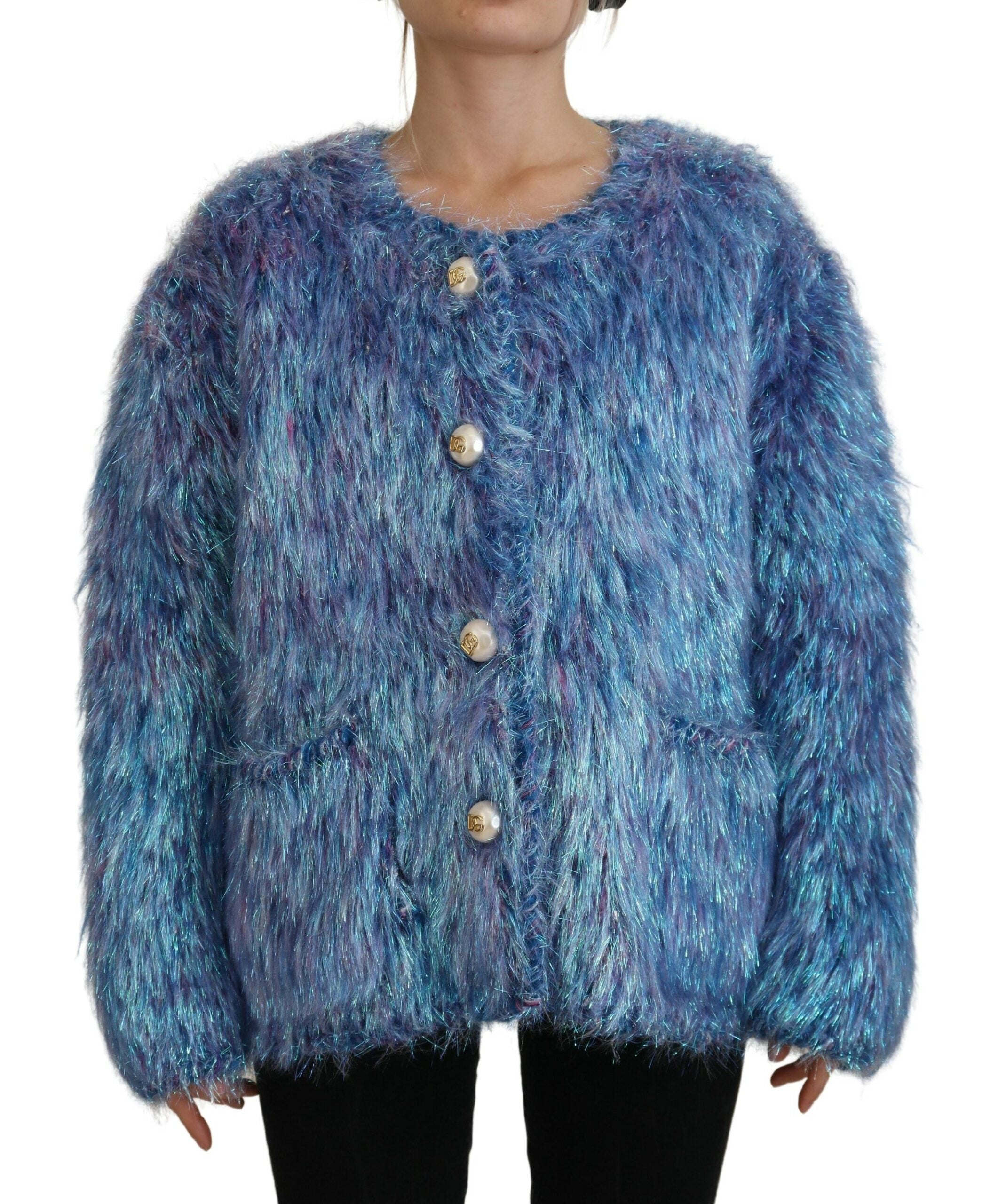 Textured Fringed Jacket — Blue