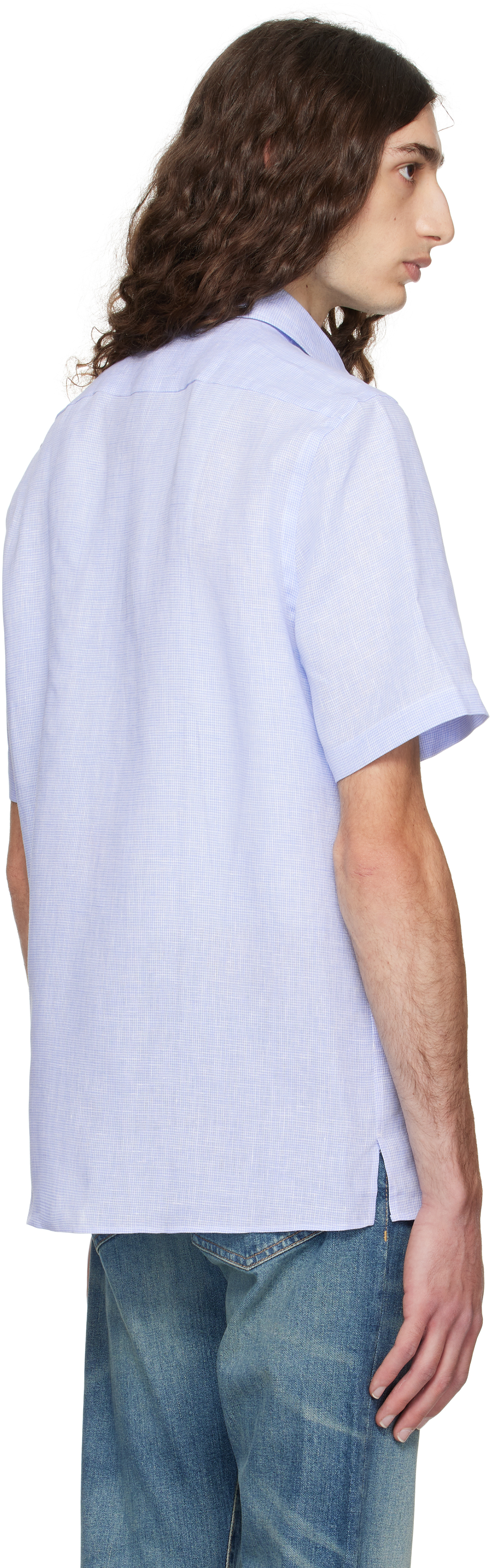 Blue BECKHAM Edition Regular-Fit Linen Shirt