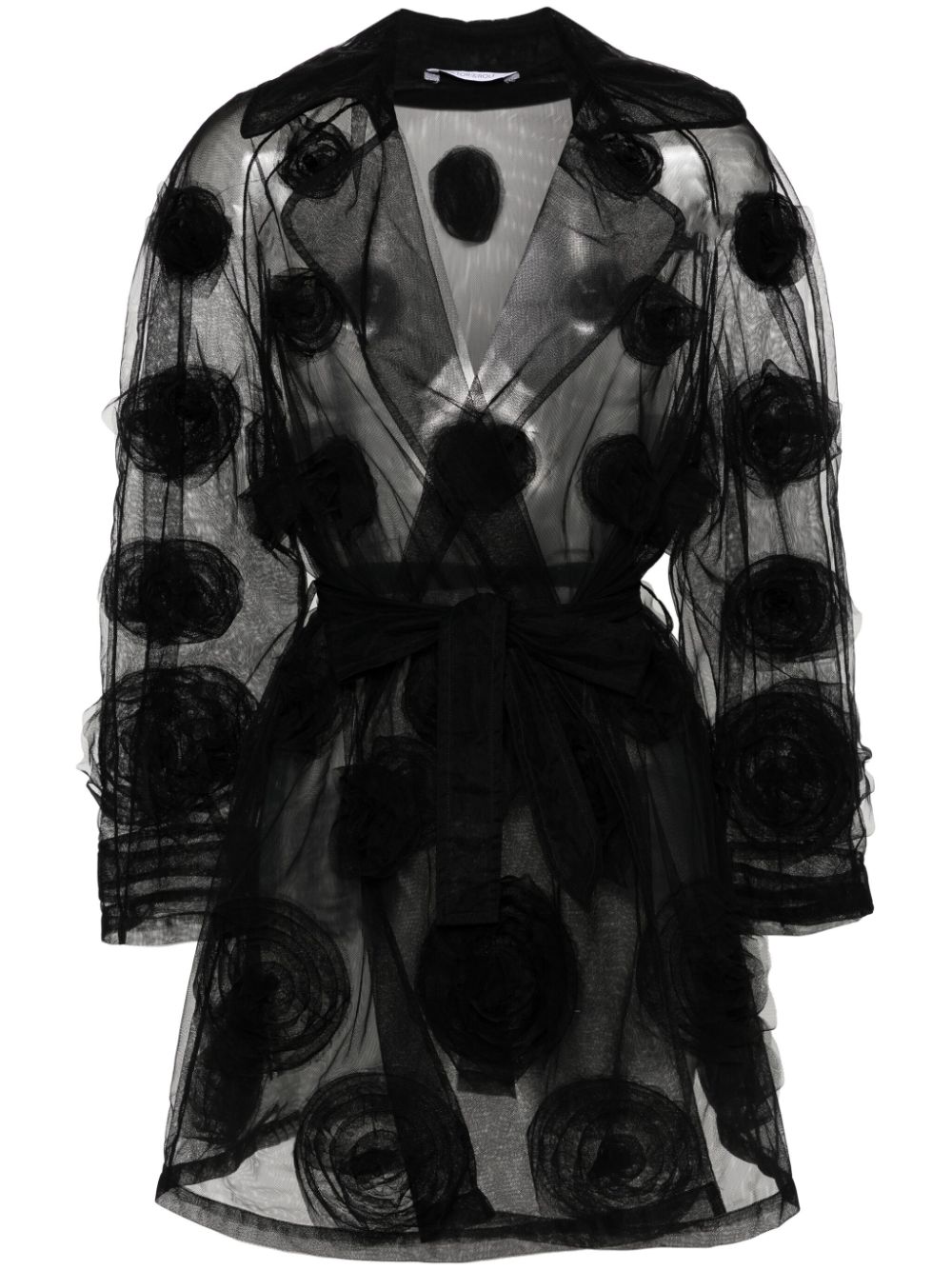 Tulle floral-appliqué blazer - Black