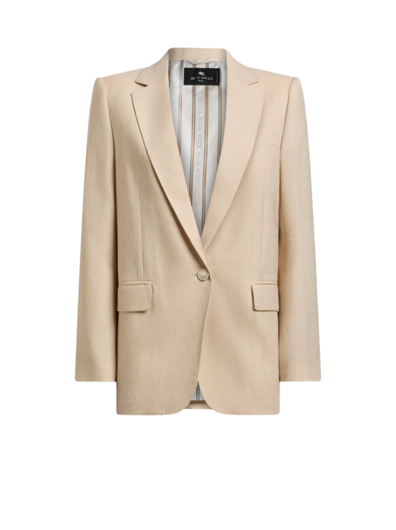 Wool Jacquard Single-breasted Jacket With Paisley Motif