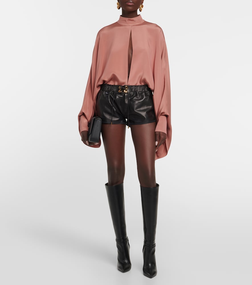 Leather micro shorts