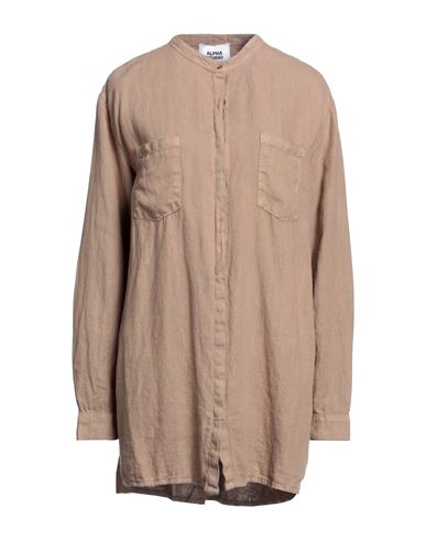 Woman Shirt Camel Size 10 Linen