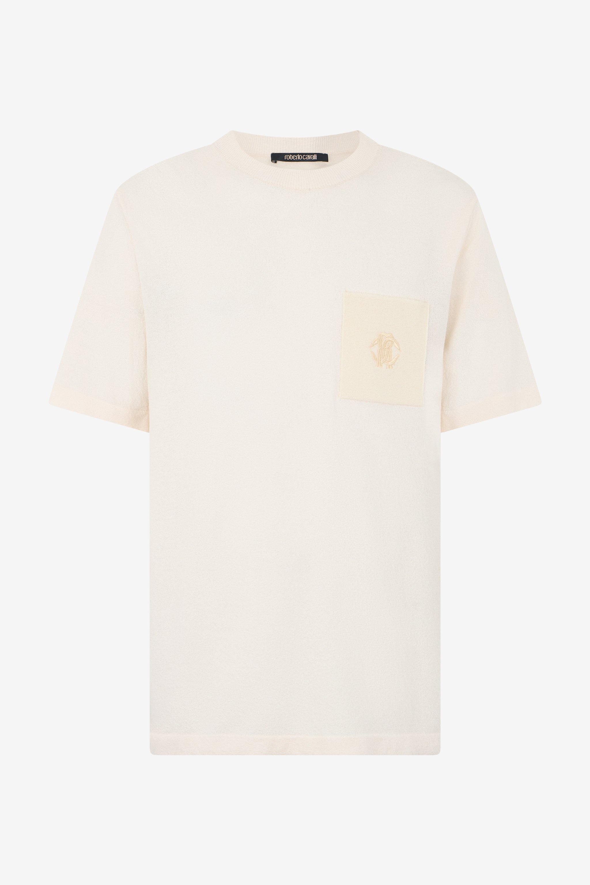 Ivory Knit T-shirt With Monogram Rc