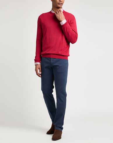 Man Sweater Burgundy Size 44 Cotton
