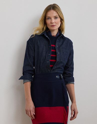 Relaxed Fit Denim Shirt Woman Denim shirt Blue