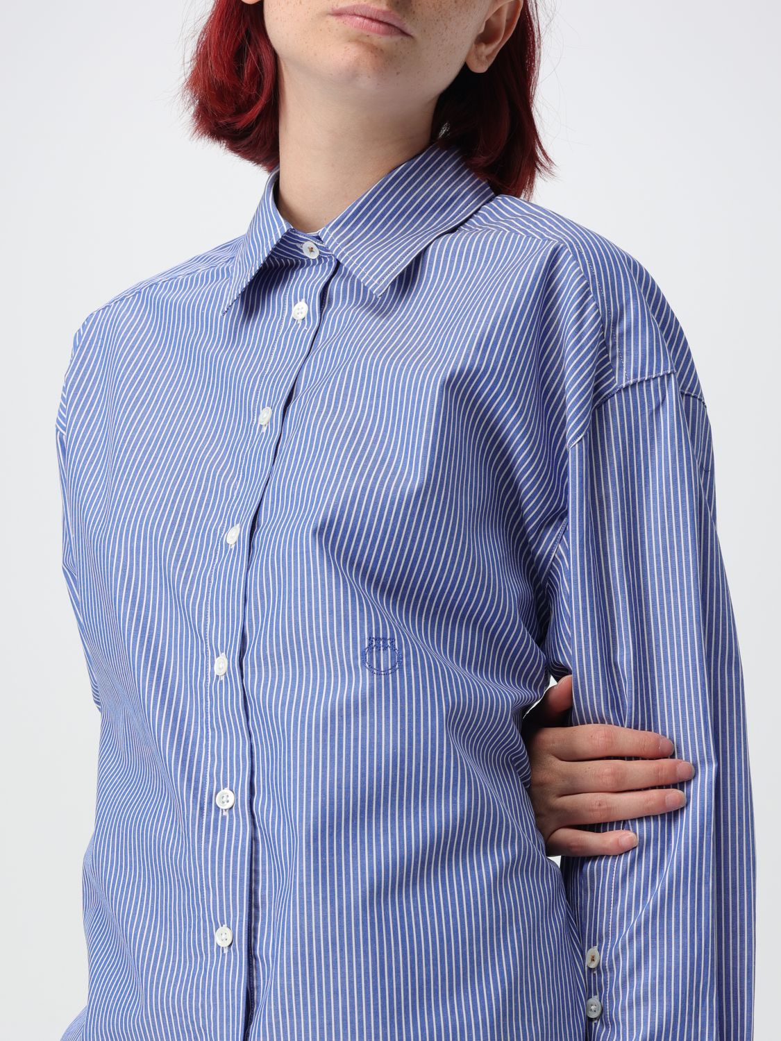 Logo-embroidered shirt - Blue