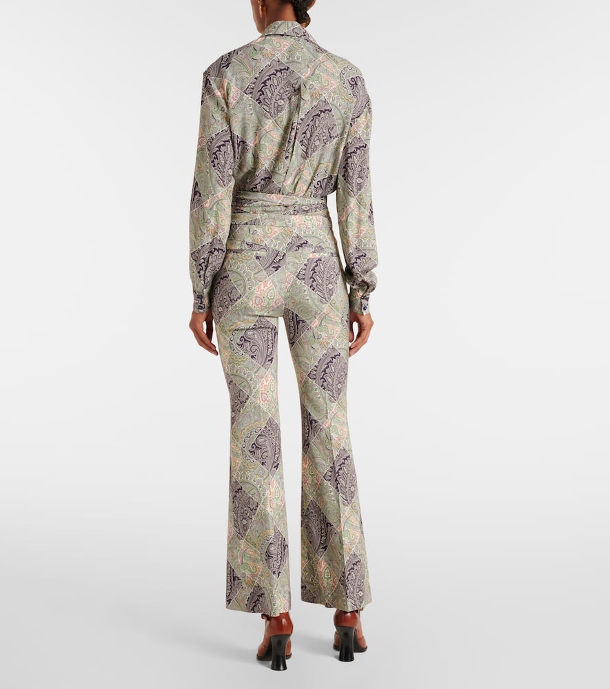 Paisley high-rise flared pants