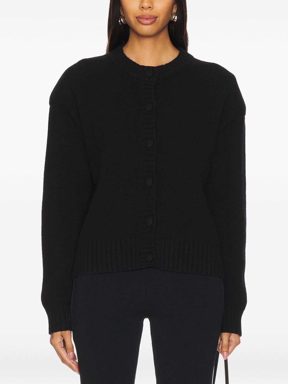 Padded cashmere cardigan - Black