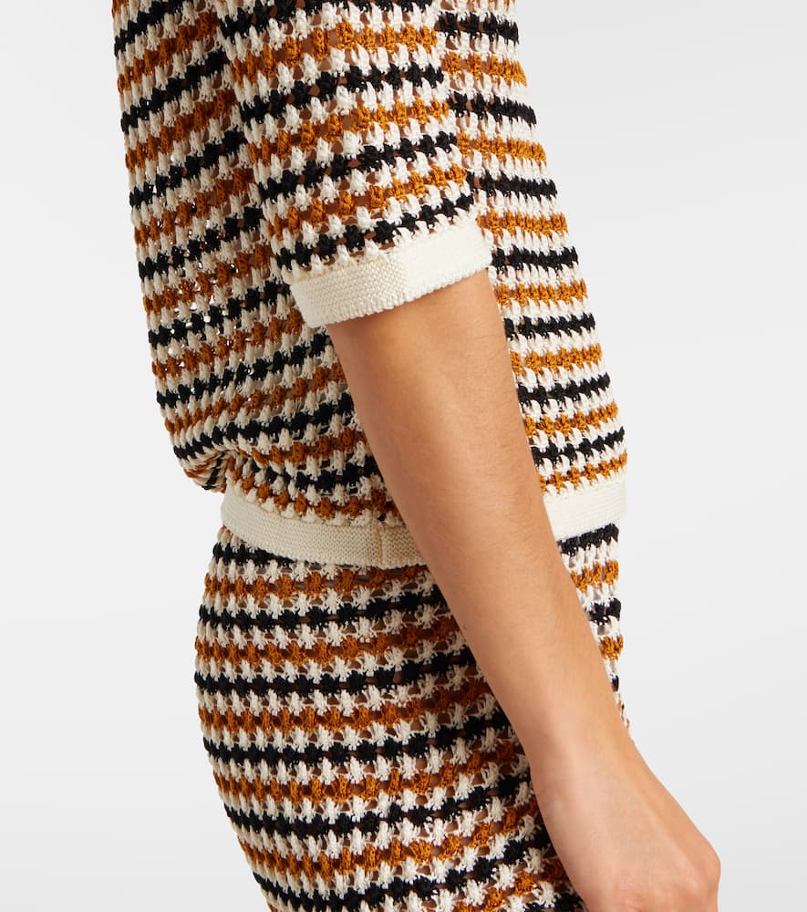 Comeback open-knit cotton-blend polo shirt