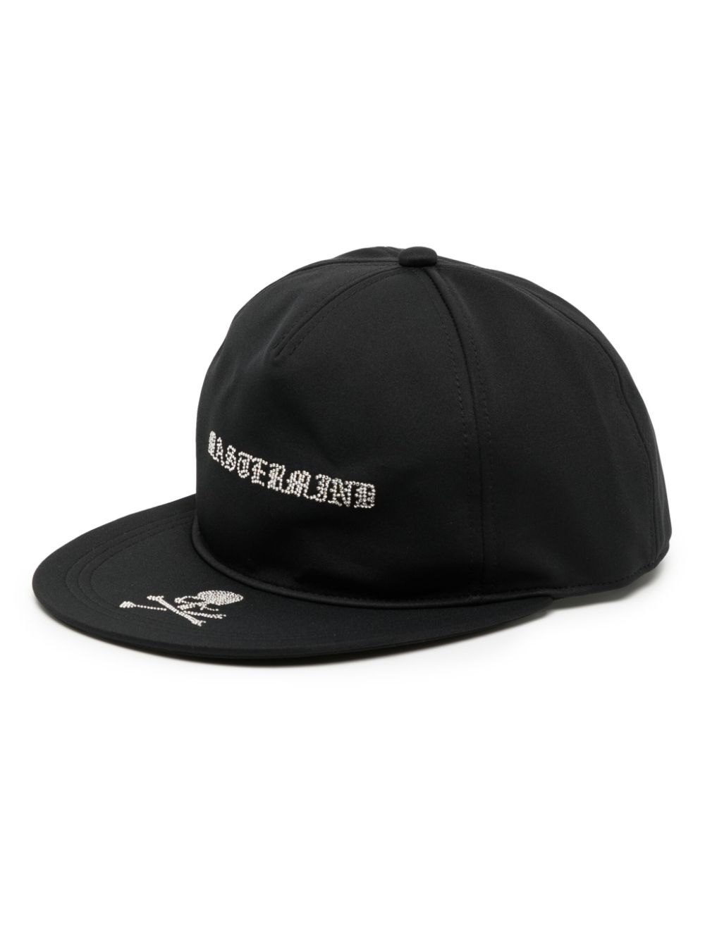 Slogan-embroidered cap - Black